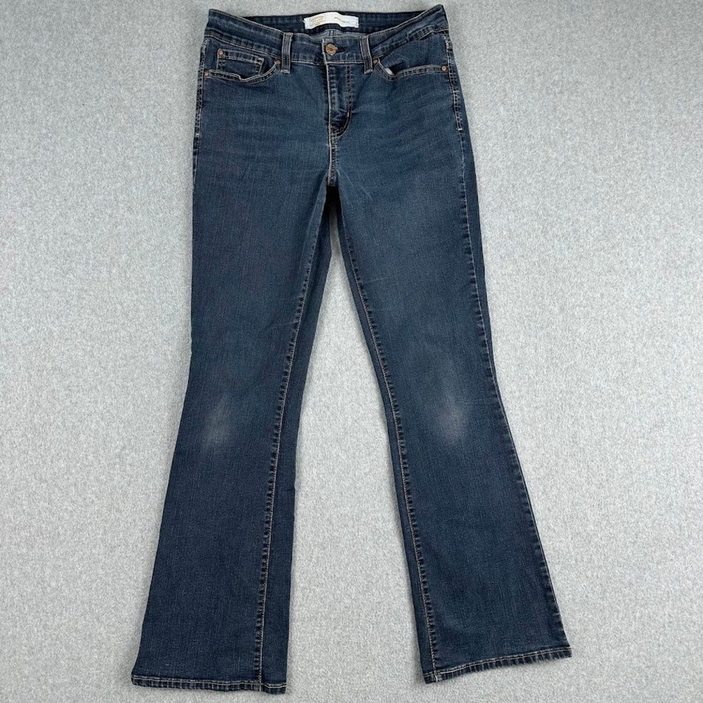 Levis Womens Mid Rise Bootcut Jeans 29x32 Dark Wash Blue Gold Signature